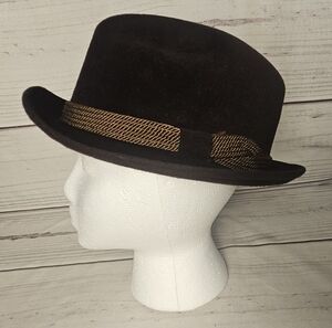 Vintage Flechet Fur Felt Velour Fedora Hat With Braided Rope Accent Size 7 5/6